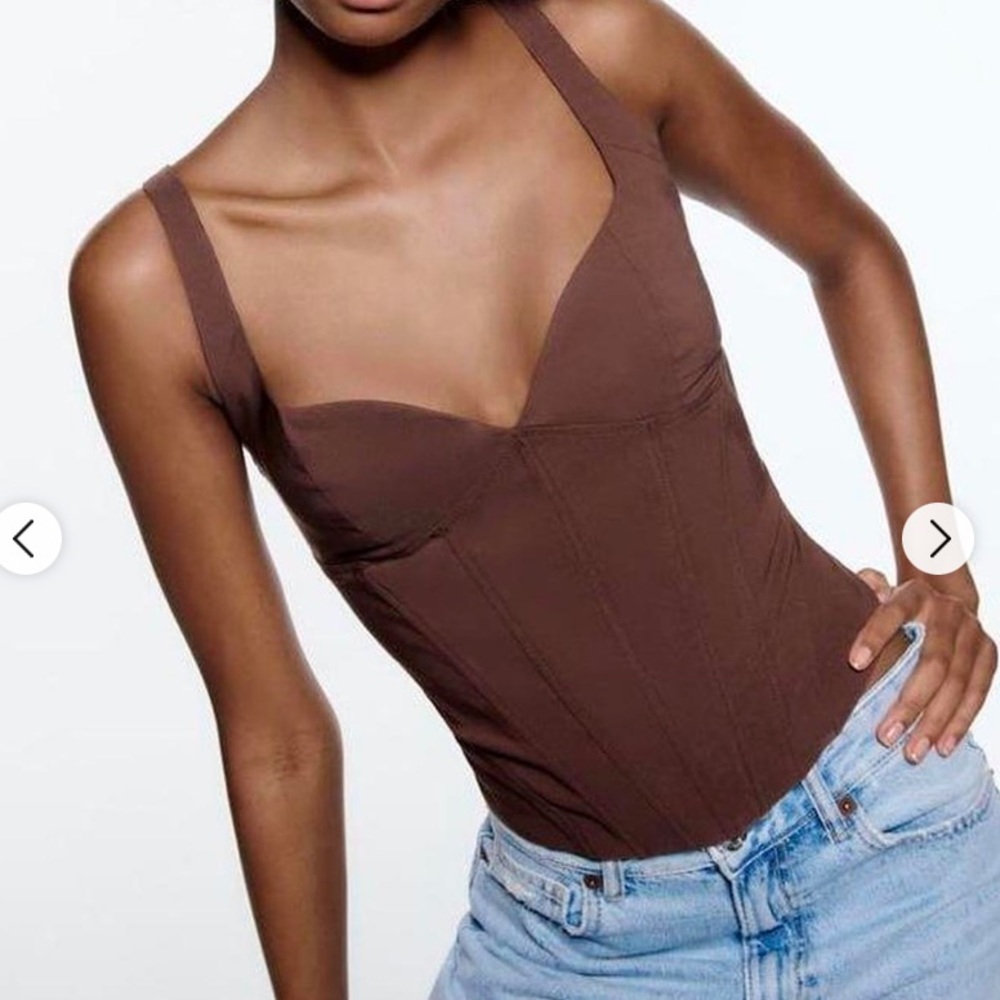 Brown zara corset top
